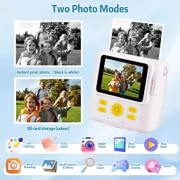 Дитяча цифрова фотокамера з моментальним друком 8MP Kids Instant Print Camera ABS-681 біла 1080P для дітей 3-10 років - мініатюра 5