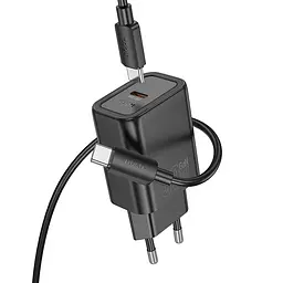 МЗП Hoco N62 Gentle PD30W (1USB-C) + кабель Type-C to Type-C Black - мініатюра 2