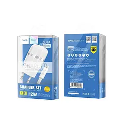 Мережевий зарядний пристрій 2USB Hoco C41A 2.4A White + USB Cable XiaomicroUSB - мініатюра 3