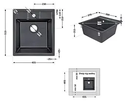 Кухонна мийка Lidz 460х515/200 BLM-14 (LIDZBLM14460515200) - мініатюра 7