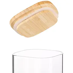 Ємність для сипучих продуктів Ardesto Midori 1300мл, скло, бамбук, квадратна, прозорий (AR1313BBS) - мініатюра 2