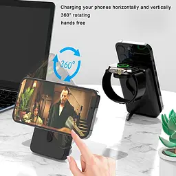 Магнітний повербанк - зарядний 2-in-1 Foldable Magnetic Wireless Charger with 5000mAh power bank D8 - мініатюра 5