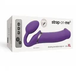 Безремневий страпон Strap-On-Me Vibrating Violet XL регульований з вібрацією та з пультом ДК діаметр 4.5 см - мініатюра 6