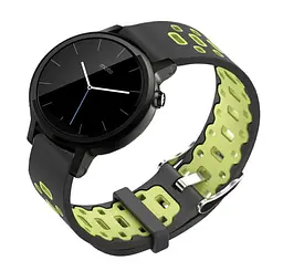 Спортивний ремінець Primo Perfor Classic для годинника Motorola Moto 360 2nd gen (42 мм ) Black Green - мініатюра 2
