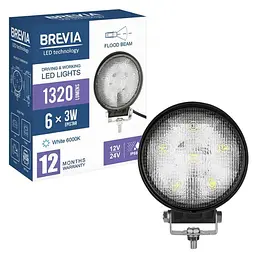 LED фара Brevia Sport Далеке світло 10-30V 18W (6x3W) 1320Lm Алюмінієвий корпус IP68 (10602QLX1) - мініатюра 7
