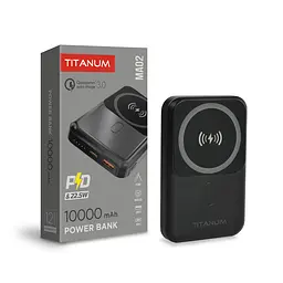 Повербанк з бездротовою зарядкою 10000mAh TITANUM MA02 22.5W Black TITANUM (28286-000)