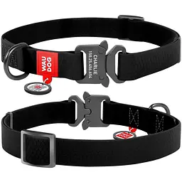Нашийник для собак Waudog Waterproof, коллартекс, водостійкий, з QR паспортом, 31-49х2,5 см, чорний - мініатюра 3