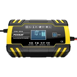 Автомобільний зарядний пристрій Foxsur FBC122408D 12V 8A / 24V 4A Автоматичне імпульсне з функцією відновлення Yellow (19433) - мініатюра 4