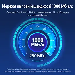 Мережевий кабель Ethernet Vention 1 м патч-корд RJ45 прямий штекер і кутовий штекер 90° вниз Cat.6 до 1000 Мбіт/с UTP чорний (IBWBF) - мініатюра 7