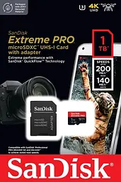 Карта пам'яті Sandisk microSDXC (UHS-1 U3) Extreme Pro A2 1TB class 10 V30 (R200MB/s,W140MB/s) (adapter) (SDSQXCD-1T00-GN6MA) - мініатюра 3