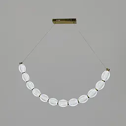 Дугова Led люстра з 12 прозорими рельєфними кульками у корпусі 100 см | Line F | Арт. MJ344-1000L AB+CL
