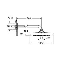 Лійка для верхнього душу з тримачем Grohe Tempesta 250 26668000, Хром - мініатюра 2