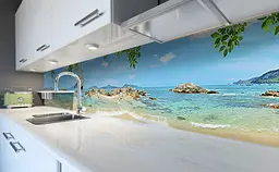 Вініловий кухонний фартух Happy Pocket Блакитна вода Корабель наклейка для кухні ПВХ узбережжі Море Z181883 - мініатюра 6