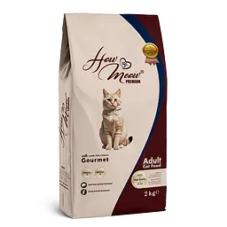 Повнораціонний корм для дорослих котів How Meow Adult Gourmet 2кг (ягня, курка, риба)