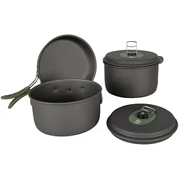 Набір посуду Bo-Camp Explorer 3 Pieces Hard Anodized Grey/Green (2200239) - мініатюра 1