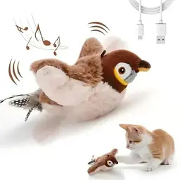 Інтерактивна іграшка «Пташка» для котів з USB зарядкою - м’яка щебетлива іграшка з крилами GiGwi Melody