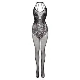 Бодістокінг Christine Crotchless Bodystocking With Flowerlace Amara Black - мініатюра 8