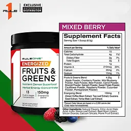 Детокс комплекс з кофеїном Rule 1 Energized Fruits & Greens Ягоди 163 г - мініатюра 3
