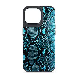 Кожаный чехол для Apple iPhone 14 Pro Max, Harder Genuine Snake, синий, термополиуретан ТПУ + экокожа с имитацией змеиной кожи, панель, защита корпуса, противоударный, микрофибра, рамка вокруг камеры, защита всего корпуса, (ARM76790)
