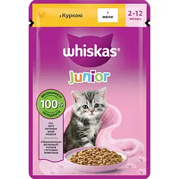 Вологий корм для кішок Whiskas Kitten Курка в желе 85 г (5900951302152)