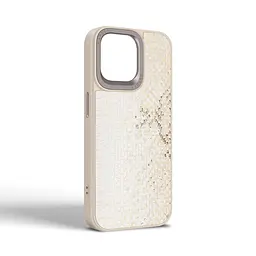 Кожаный чехол для Apple iPhone 15 Pro Max, Harder Snake Pattern, бежевый, термополиуретан ТПУ + экокожа с текстурой змеиной кожи, панель, защита корпуса, противоударный, микрофибра, рамка вокруг камеры, защита всего корпуса, (ARM76801) - мініатюра 2
