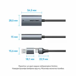 Мережевий Ethernet-адаптер Vention зовнішня мережева карта з USB-C або USB-A на RJ45 10/100/1000 Мбіт/с без встановлення драйверів у macOS та Windows 8–11 зі світлодіодними індикаторами мережі для Nintendo Switch через USB-порт док-станції із вбудованим кабелем 0,15 м сірий (CFQHB) - мініатюра 7
