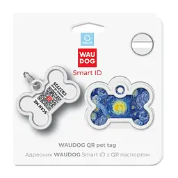 Адресник для собак і котів Waudog Smart ID з QR паспортом, Водяні лілії, L, 40х28 мм - мініатюра 5