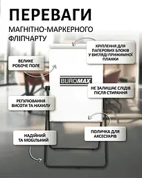 Фліпчарт двохсторонній магнітний Buromax для письма маркером 70 х 100 cм (BM.0201) - мініатюра 9
