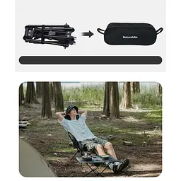 Крісло складане Naturehike Clamshell 001 Triangle Folding Moon Chair, чорний - мініатюра 7