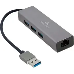 Концентратор Cablexpert USB-A to Gigabit Ethernet 3 Ports USB 3.1 Gen1 (A-AMU3-LAN-01)