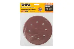 Шліфувальний лист круглий MasterTool на липучці наждаковий 180 мм x Р150 з отворами в упаковці 5 шт. - мініатюра 3