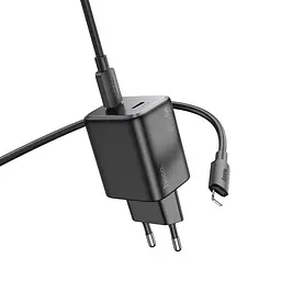МЗП Hoco N42 Elogiado PD45W (2USB-C) + кабель Type-C to Lightning Black - мініатюра 3