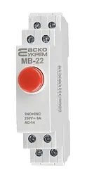 Кнопка модульна без фіксації МВ‑22 АСКО‑УКРЕМ (A0150010111) 2NO+2NC червона - мініатюра 2