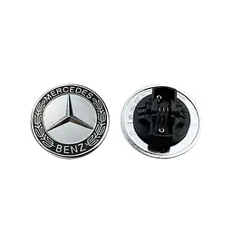 Емблема капота Mercedes-Benz хром+чорний d=57мм (пружинне кріплення) OEM 2048170616