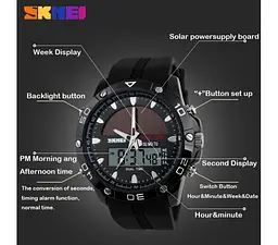 Чоловічий годинник Skmei Solar 1064 на сонячній батареї black - мініатюра 6