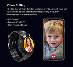 Смарт-годинник дитячі LEMFO LT32 GPS 4G з камерою WI-FI GPS SIM-карта силіконовий ремінець Black Red (17453) - мініатюра 9