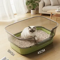 Лоток для котів Toto 45 х 30 х 17см, відкритий туалет з лопаткою, Зелений - мініатюра 6