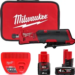 Акумуляторна безщіткова прямолінійна шліфувальна машина MILWAUKEE, M12 FDGS-422B (зарядний пристрій, 2 А·год, 4 А·год, сумка)