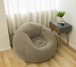 Надувне крісло-пуф Inflatable Sofa / Надувне крісло-мішок 110х110х85 см Бежевий - мініатюра 4