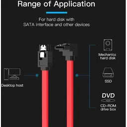 Кабель для передачі даних SATA 3.0 7pin F/F 0.5m L Red Vention (KDDRD) - мініатюра 3