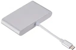 Хаб USB "4-in-1", Grey, Type-C 3.1 - 1xType-C / 1xUSB 3.0 / HDMI 4K / GLAN, кабель 8 см Dynamode teh0027588 - мініатюра 2