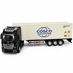 Фура Mercedes-Benz Actros з контейнером 1:32 металева вантажівка 37 см, інерційний рух світяться фари відкривні дверцята - мініатюра 9