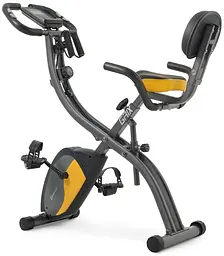 Велотренажер магнітний Hop-Sport HS-3010X Grix X-Bike з еспандерами сіро-жовтий