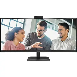 Монітор TFT 34 AOC CU34E4CW, WQHD, VA, 120Гц, ізогн., 2xHDMI, DP, USB-C, RJ-45, USB-hub, cam, HAS, кільк., чорний