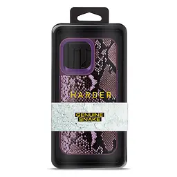 Кожаный чехол для Apple iPhone 14 Pro Max, Harder Genuine Snake, фиолетовый, термополиуретан ТПУ + экокожа с имитацией змеиной кожи, панель, защита корпуса, противоударный, микрофибра, рамка вокруг камеры, защита всего корпуса, (ARM76791) - мініатюра 3
