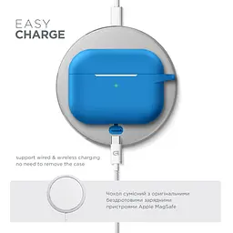 Силіконовий чохол для навушників Apple AirPods Pro, Hang Case, синій, ультратонкий захисний кейс товщиною 2 мм, захист від подряпин, пилу та ударів, компактний, з карабіном для кріплення, ArmorStandart (ARM56073) - мініатюра 7