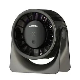 ARDESTO Вентилятор FT-M95B настільний, 12см, дисплей, аккумулятор, USB-A Type-C, сірий
