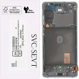 Дисплей Samsung G780 Galaxy S20 FE/G781 чорний, Amoled, оригінал, сервісне пакування, з рамкою сріблястого кольору, Cloud White, GH82-31328B