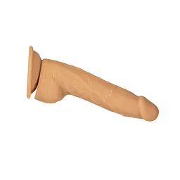 Фалоімітатор Addiction Dual Density Silicone Dildo Caramel 8″, присоска, діаметр 4,3 см, вібропуля - мініатюра 3