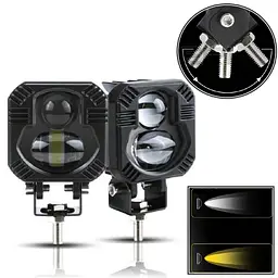 Фара додаткова Bi-LED Квадрата 65x65x50 мм 10-80V W/Y P-66-40W 4 390 (Біле та Жовте Світло)